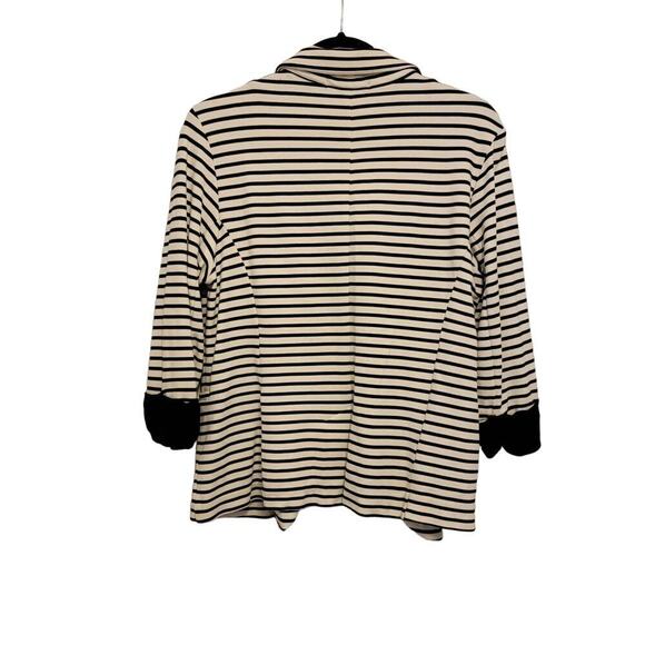 Gibson Striped Jacket Nautical Preppy Black and White 3/4 Sleeve Medium 955 - Picture 2 of 16